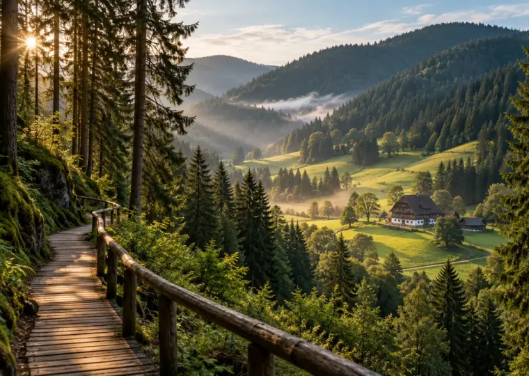 KI-Symbolbild: Wald und Wiesen in einer Schwarzwaldlandschaft